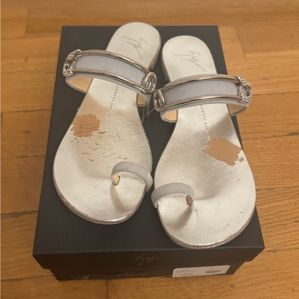 Giuseppe zanoti silver safety pin sandals. Size 40.5. Ship in box.